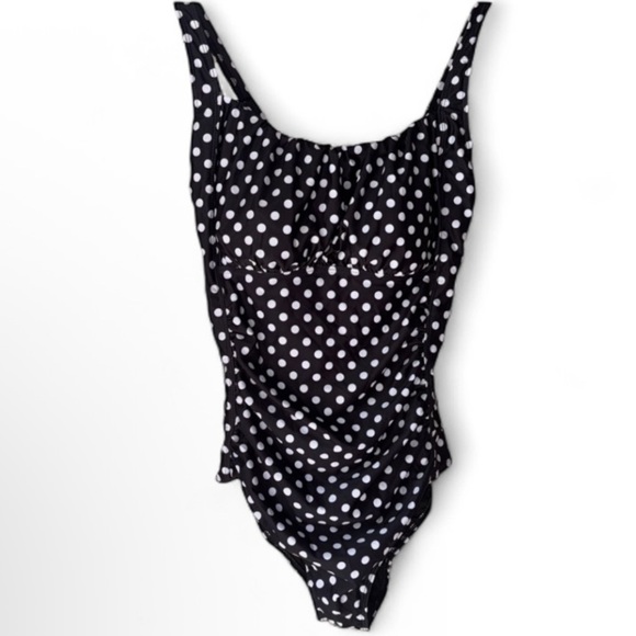 Aqua Eve swimsuit bathing suit polka dot black white Xl padded chest modest NEW - Picture 1 of 7